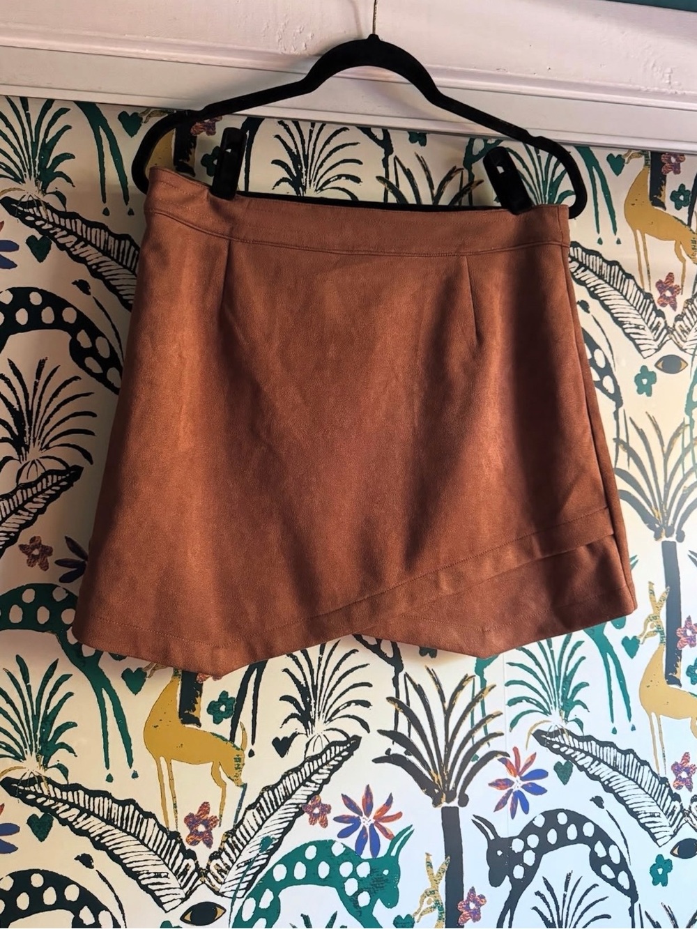 BB Dakota by Steve Madden Tan Faux-Suede Asymmetrical Mini Skirt
